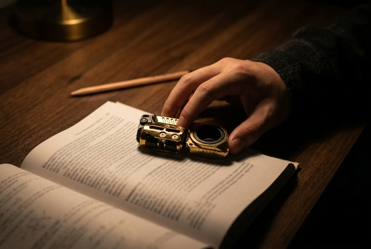 Student met de gouden fidget slider bij een opengeslagen studieboek