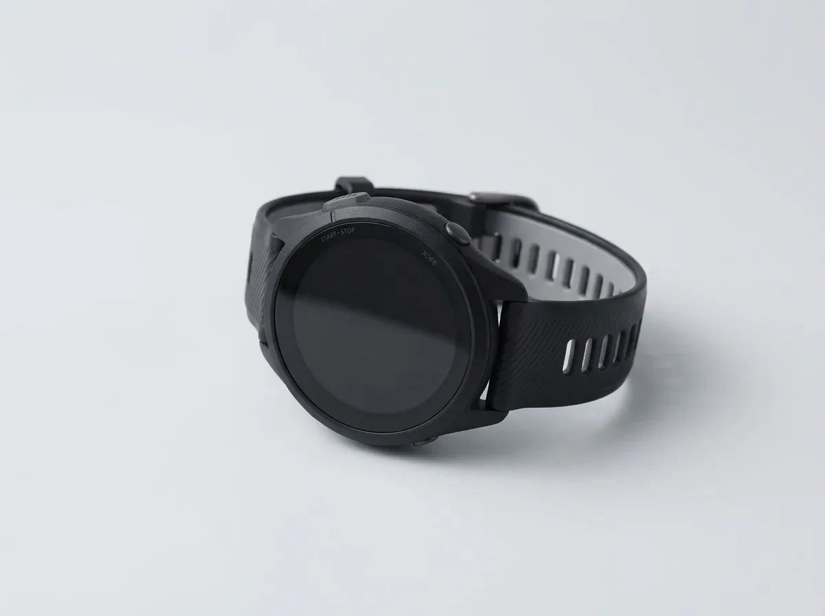 Garmin Forerunner 265 op een lichtgrijze ondergrond
