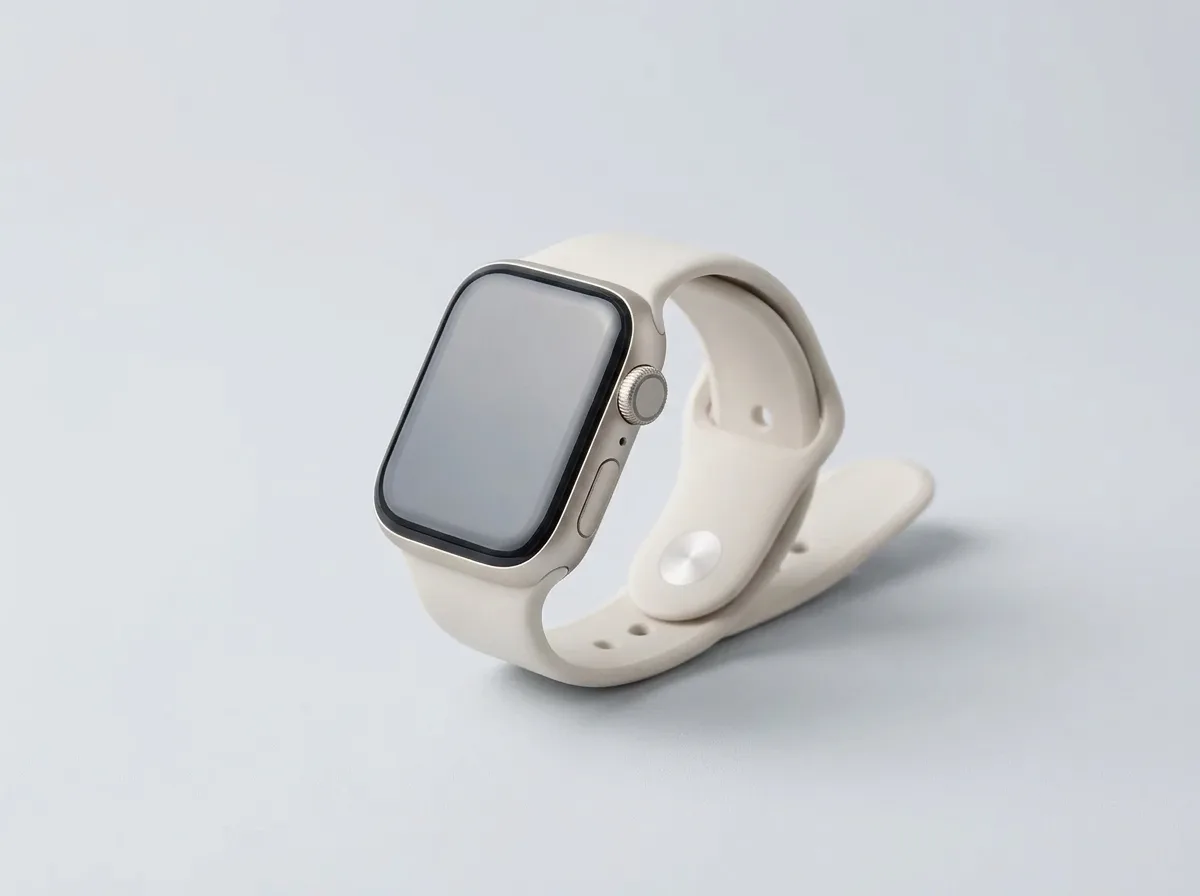 Apple Watch SE 3 van 40 mm op een lichtgrijze ondergrond
