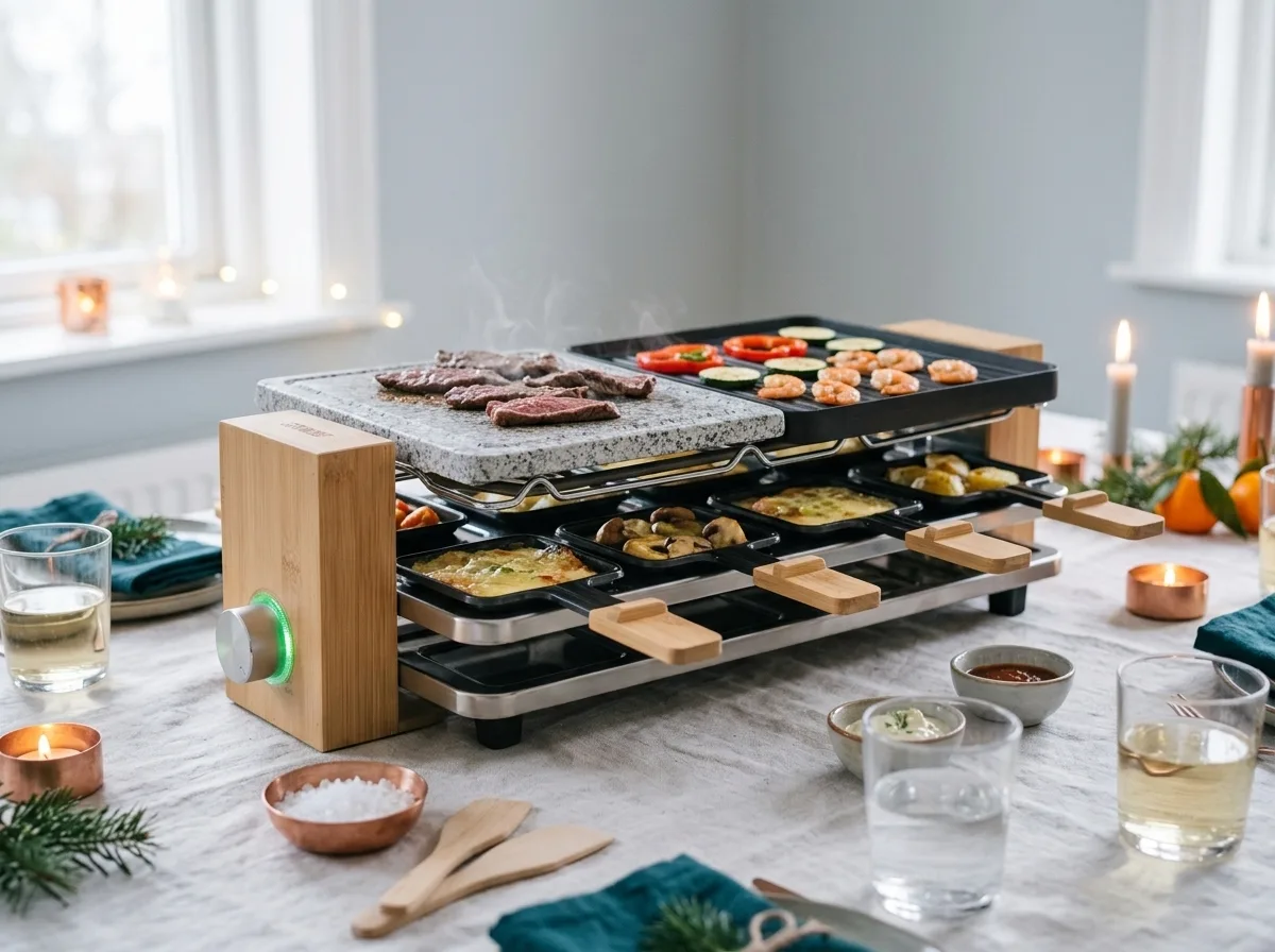 Princess Raclette Pure 8 met steenplaat op tafel