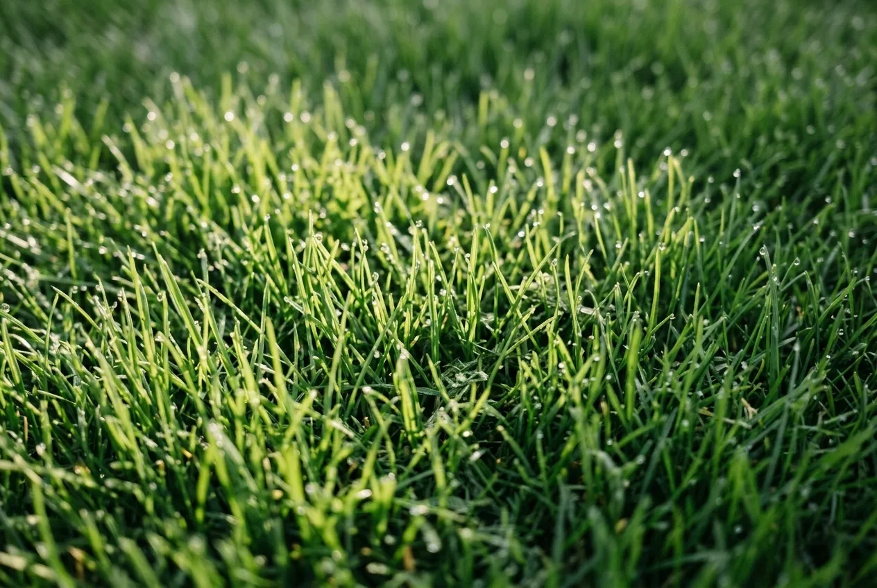Close-up van fijne gemulchte grassnippers tussen de grassprieten