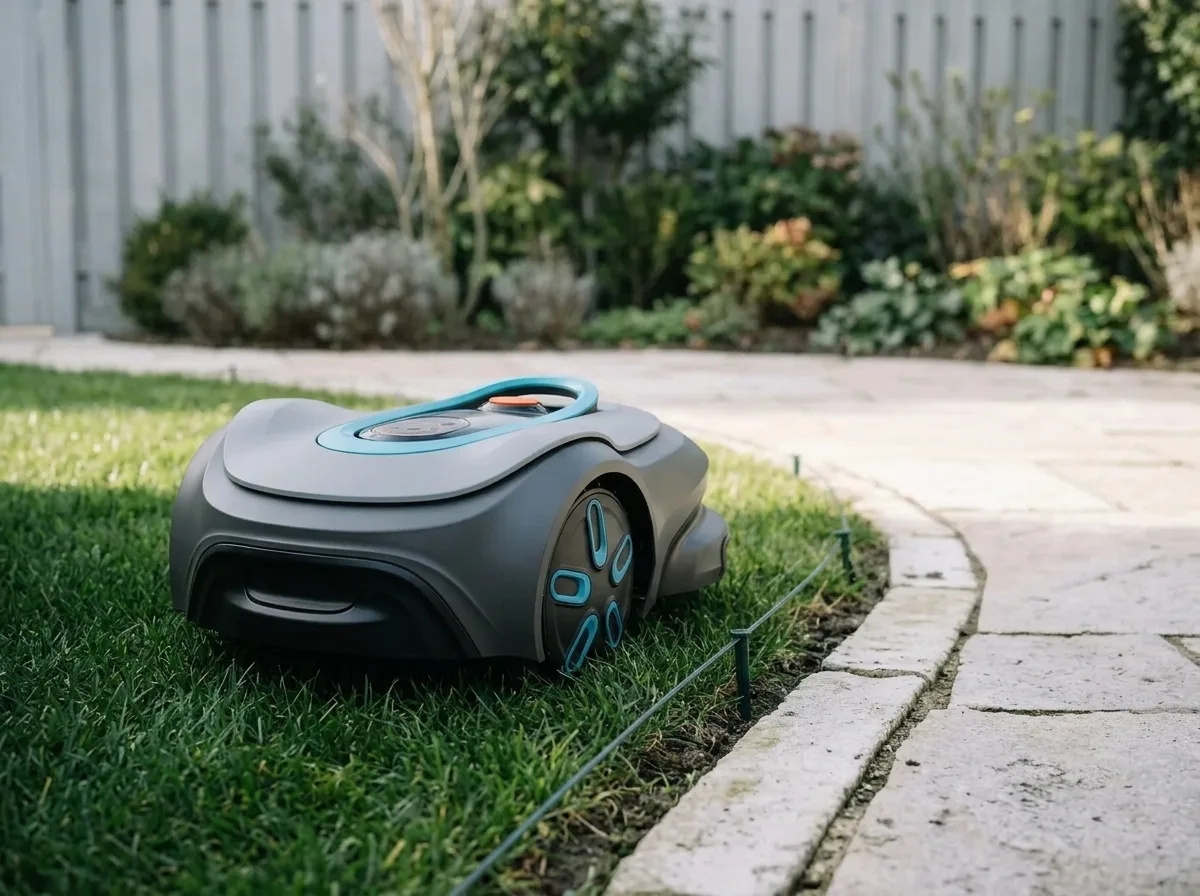 Gardena Sileno Max 1200 robotmaaier maait langs de rand van een gazon