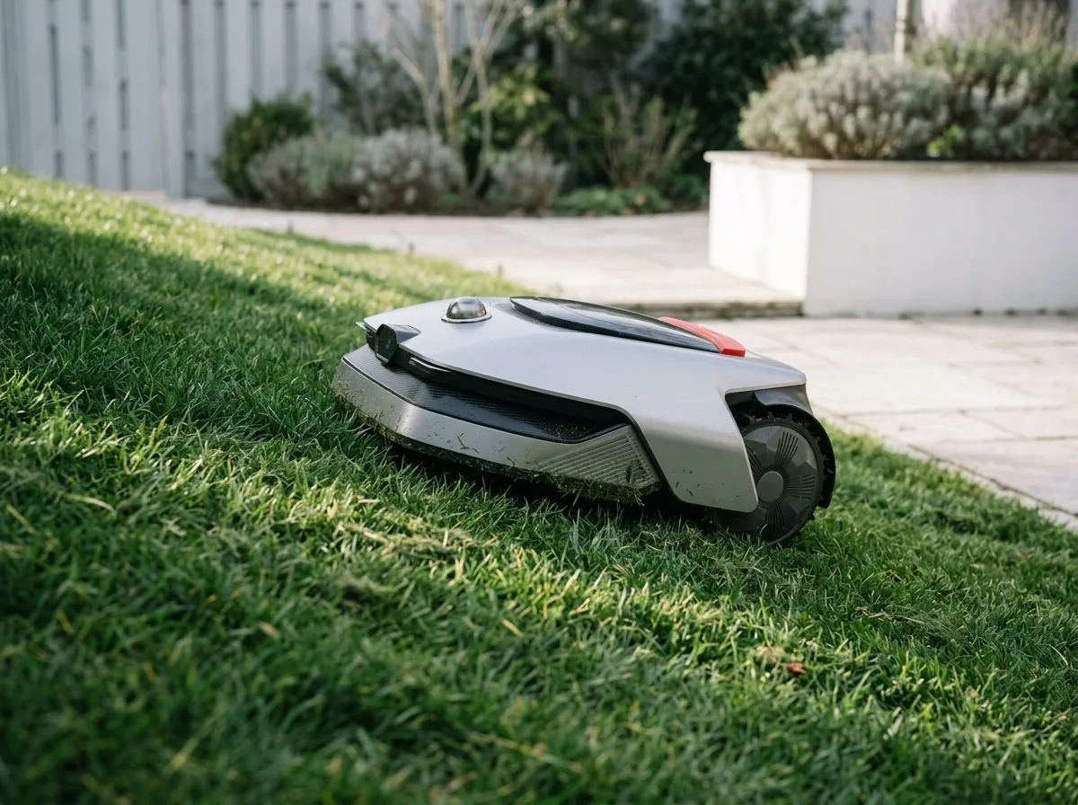 Dreame A2 1200 robotmaaier rijdt een glooiend gazon op