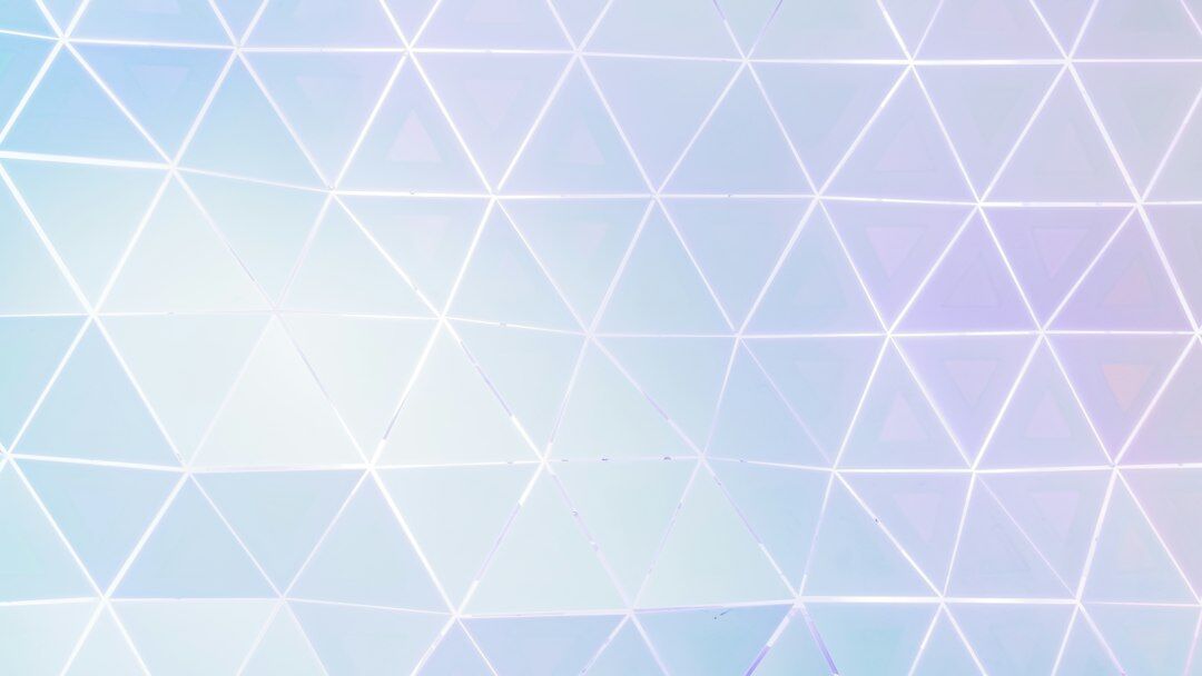 A geometric pattern of triangles with glowing white lines on a soft pastel background